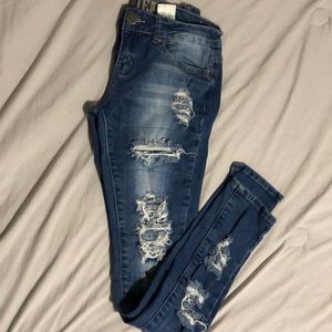 Blue Distressed Skinny Jeans
